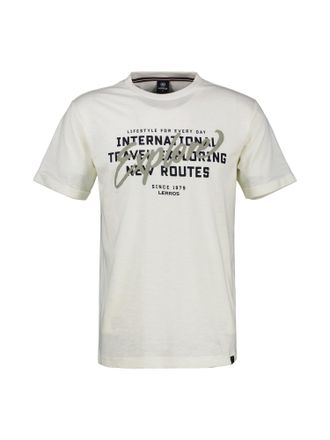 Lerros T-Shirt LERROS LERROS T-Shirt mit Brustprint in &Uuml;bergr&ouml;ssen, Herren, Gr. 5XL, weiss (broken wei&szlig;), 100% Baumwolle, Rundhals, Shirts T-Shirt