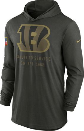 Nike Cincinnati Bengals Salute to Service Sideline Mens Nike Mens Dri-FIT NFL Long-Sleeve Hooded Top in Green | 02G93JGA2Y-W8F