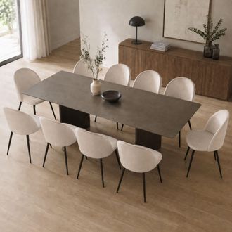 Dmora Silla Achito, 10 Sillas, Acolchada, Soporta Hasta 120 Kg, Gris Claro
