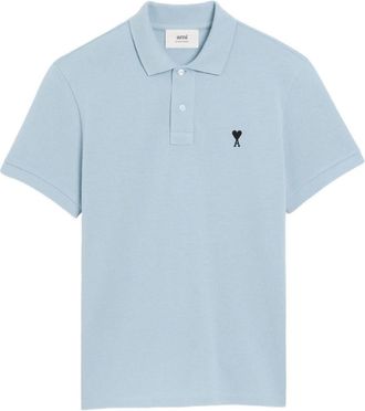 Ami Sky Blue Embroidered Logo Polo