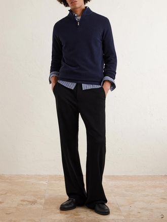 Fedeli Cotton-Piqu&eacute; Half-Zip Sweater