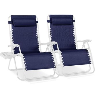 Best Choice Products Set of 2 Extra Wide Zero Gravity Lounge Chair Recliners w/ Cup Holder