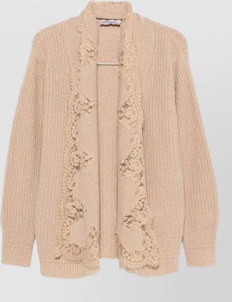 Ermanno Scervino ribbed lace trim cardigan