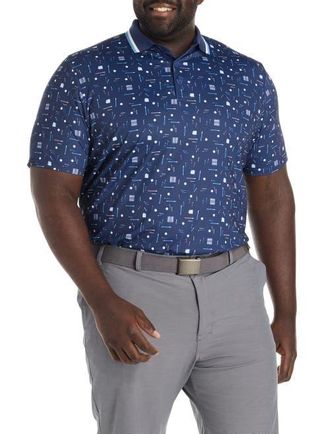 Callaway Big & Tall Printed Performance Polo Shirt in Peacoat at Nordstrom, Size Xx-Large