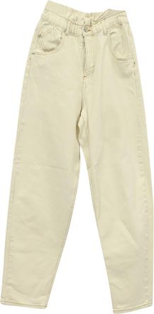 Maje Cropped High-Waist Jeans in Cream Cotton