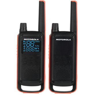 Deuter Motorola T82 Nero Arancione Walkie-Talkie Resistente IPX2 con Torcia LED, 16 Canali, 121 Codici di Privacy, Portata fino a 10 km