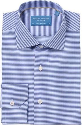 Robert Talbott Reynolds Contemporary Check Twill Shirt in Navy at Nordstrom, Size 17.5