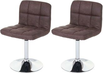 Hhg [nunca Usado] Lote De 2 Sillas De Comedor Kavala, Silla Giratoria, Imitaci&oacute;n Ante Cromado, Vintage Marr&oacute;n Oscuro