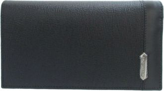 Bulgari Black Leather Long Wallet (Bi-Fold) (Pre-Owned)