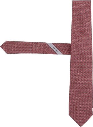 Ferragamo Zijden das met patroon - Heren - Stropdassen - Rood - ONE Size - Accessoires
