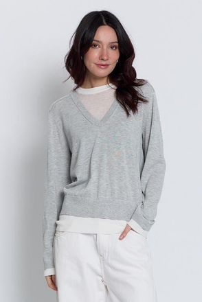 Central Park West Coen Layered Vneck in Heather Grey at Nordstrom, Size X-Large