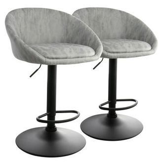 Elama 2 Piece Cloth Adjustable Bar Stool Set in Gray at Nordstrom