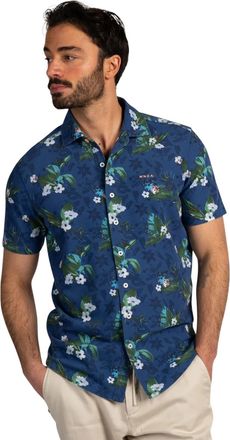 N-Z-A- NEW ZEALAND AUCKLAND Blauwe geprint bloemen casual overhemd New Zealand