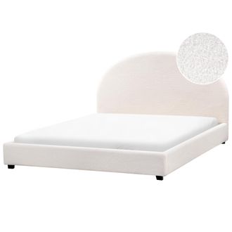 Beliani Beliani - Cama Con Somier Minimalista De Boucl&eacute; 160 X 200 Cm Blanco Crema Vaucluse