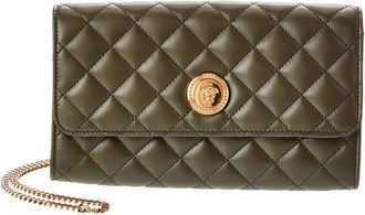 Versace Medusa Quilted Leather Wallet On Chain