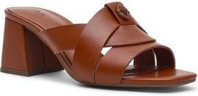 Anne Klein Monda Block Heel Slide Sandal in Coffee Pu at Nordstrom Rack, Size 8.5