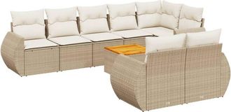vidaXL Set De Sof&aacute;s De Jard&iacute;n 9 Pzas Con Cojines Rat&aacute;n Sint&eacute;tico Beige Vidaxl