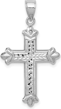 Diamond2Deal 14k White Gold Reversible Diamond-cut Cross Pendant