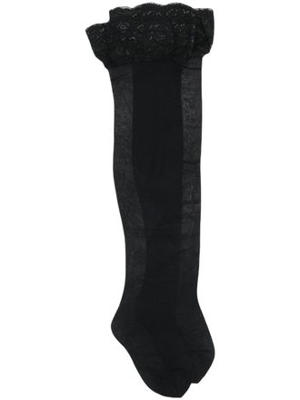 Versace Kousen met bloemenkant - Zwart