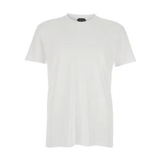 Tom Ford T-Shirts, male, White, Size: XL Perforated Rib SS Crew Neck