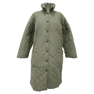 A.P.C. A. P.C. Single-Breasted Quilted Coat in Green Cotton