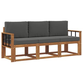 vidaXL Conjunto De Sof&aacute;s De Exterior 3 Pcs Natural Y Antracita Vidaxl