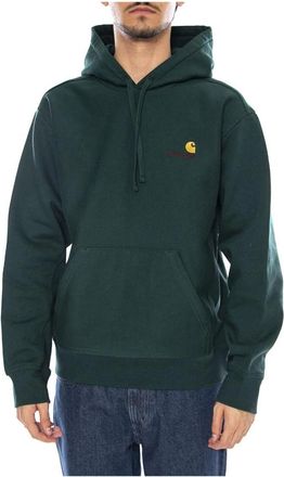 Carhartt Work in Progress Hooded American Script Sweatshirt - Heren - Hoodies - Groen - S - Katoen - Hoodies & sweatvesten