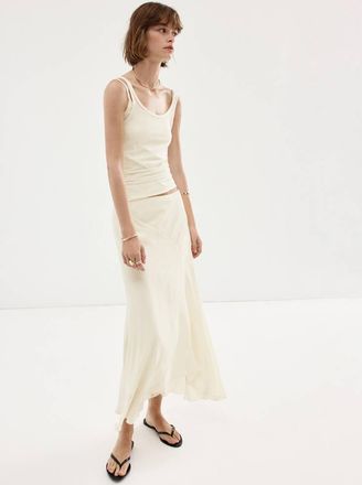 Mango Gonna asimmetrica midi bianco sporco - Donna - 42 - MANGO