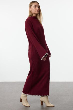 Trendyol Modest Dames Bordeaux Effen Maxi Lang Casual Recht Modest Jurken