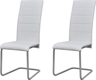 vidaXL Vidaxl - Sillas de comedor voladizas 2 unidades cuero sintético blanco