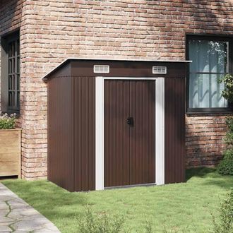 Berkfield Home Garden Storage Shed Brown 194x121x181 cm Steel | Size: 194 x 121 x 181 cm