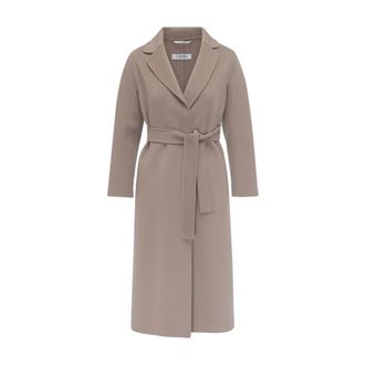 Max Mara Belted Coats, female, Beige, Size: XS Tortoiseshell Wool Coat Esturia