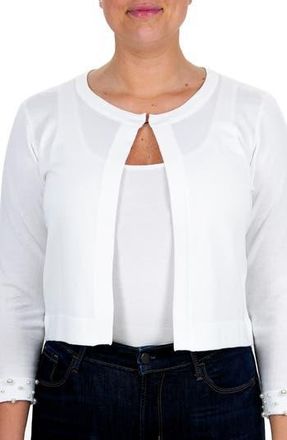 Nina Leonard Imitation Pearl Cuff Bolero Cardigan in Ivory at Nordstrom Rack, Size X-Large