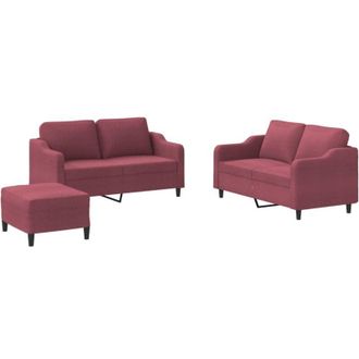vidaXL Vidaxl - Juego De Sof&aacute;s Con Cojines 3 Piezas Tela Rojo Tinto
