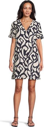 Tommy Bahama Two Palms Inlet Ikat Short Sleeve Dress Womens Dress Coastline : MD (US 8-10), Linen