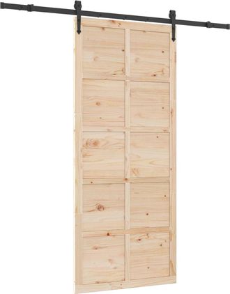 vidaXL Puerta Corredera Natural 100 X 208 Cm Madera De Pino Maciza Vidaxl