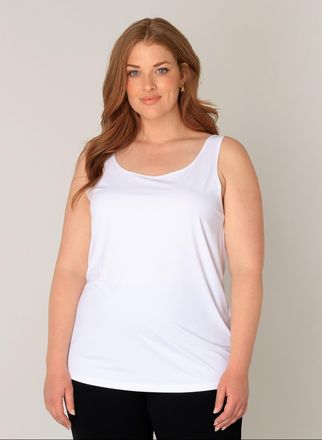 Base Level Curvy Tanktop BASE LEVEL CURVY Style YANNE, Damen, Gr. 54/56, weiss (wei&szlig;), Jersey, Obermaterial: 87% Polyamid, 13% Elasthan, unifarben, regular fit h&uuml;ftbed