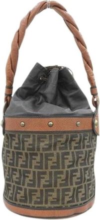 Fendi Pre-owned Bucket Bags, female, Brown, Size: ONE SIZE Pre-owned Canvas Bucket Bag