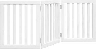 vidaXL Puerta Para Perros Plegable 3 Paneles Madera &Aacute;lamo Blanca 150cm Vidaxl