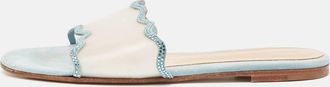 Gianvito Rossi Blue Pvc And Suede Wavy Flat Sandals