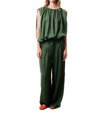 FRNCH Lucina Wide Leg Trousers In Green