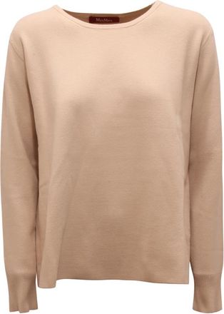 Max Mara Studio Viscose Blend Sweater Poker - Dames - Ronde hals truien - Beige - S - Truien & Vesten