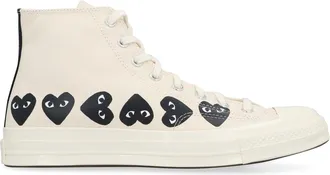 Comme Des Gar&ccedil;ons Mens Converse X Comme Des Gar&ccedil;ons Play Chuck 70 High-Top Sneakers Ivory Rubber Trainers