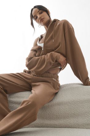 Alo | Accolade Full Zip Hoodie in Java Brown, Size: Medium