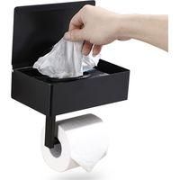 OEM Portarrollos De Papel Higi&eacute;nico De Acero Inoxidable Negro, Soporte De Pared Con Caja Para Toallitas H&uacute;medas