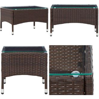 vidaXL Tavolino da Caff&egrave; Marrone 60x40x36 cm in Polyrattan - Tavolino da salotto - Tavolino da giardino