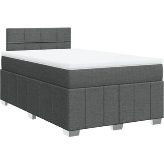vidaXL Cama Box Spring Con Colch&oacute;n Tela Gris Oscuro 120x200 Cm Vidaxl