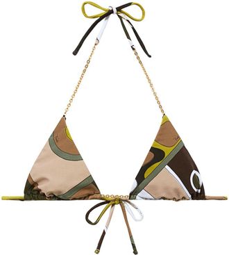 Pucci Vivara-print bikini top - women - Nylon/Elastane - M - Neutrals