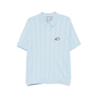 KidSuper Studios Polo Shirts, male, Blue, Size: XL Embroidered Striped Polo Shirt