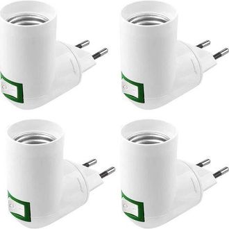 OEM 4 Pezzi E27 Con Interruttore, Presa Elettrica Da Parete Ac 220v Per Lampada Da Cucina, Adattatore Per Lampadina Led (bianco)